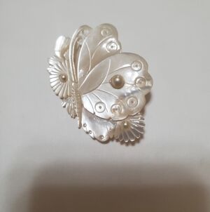 Vintage Mother Of Pearl Butterfly Pin
